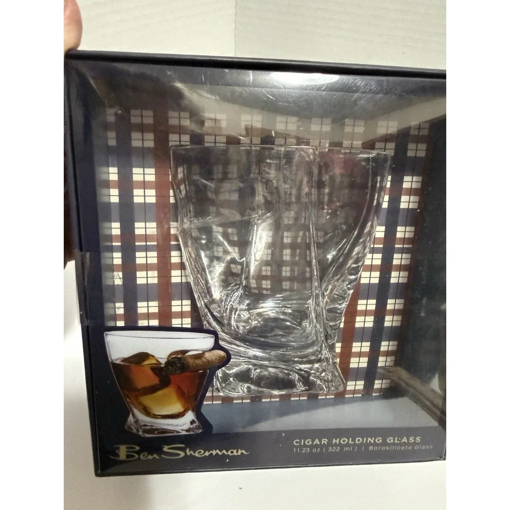 NEW‎ Ben Sherman Cigar Holder Whiskey Glass 11.23oz. Borosilicate Glass In Box